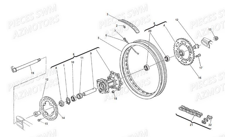 Roue Arriere SWM Pieces SWM ENDURO RS 650R