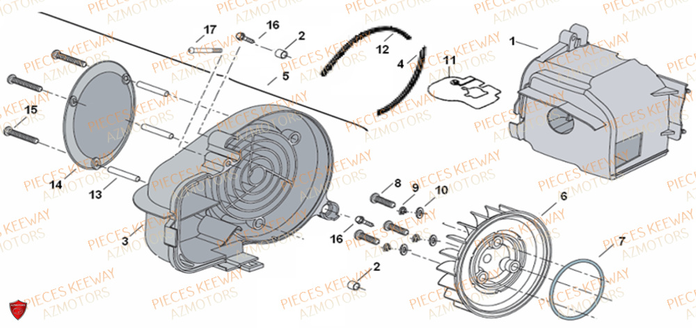 Cache Cylindre  Pieces KEEWAY Origine RY6 50 2011-2016

