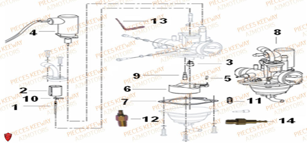 Carburateur  Pieces KEEWAY Origine RY6 50 2011-2016

