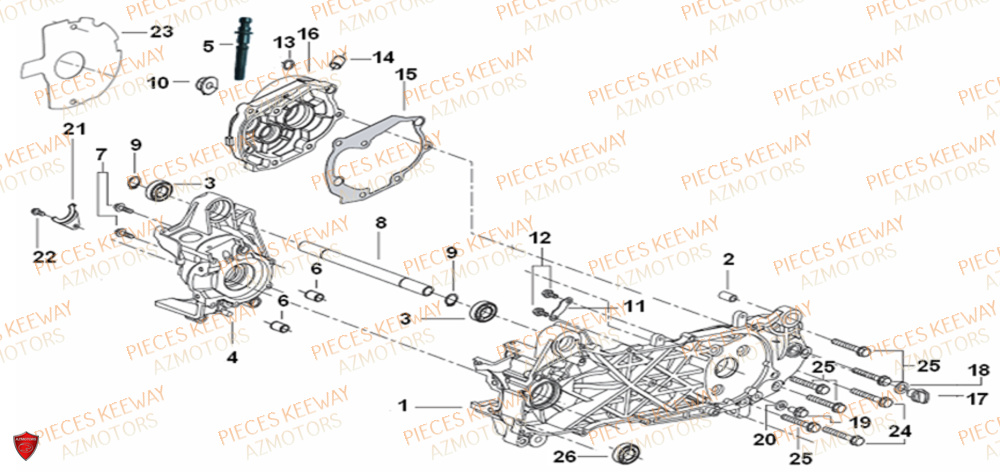 Carter Moteur  Pieces KEEWAY Origine RY6 50 2011-2016
