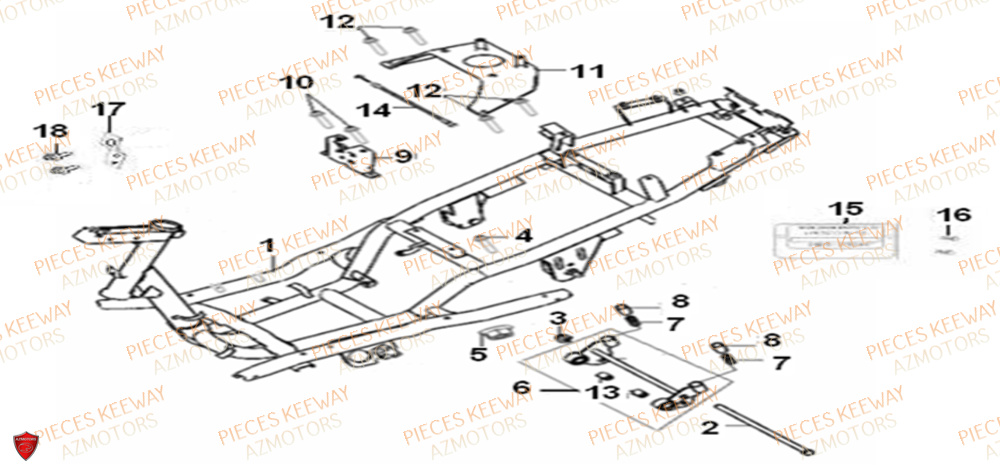Chassis  Pieces KEEWAY Origine RY6 50 2011-2016
