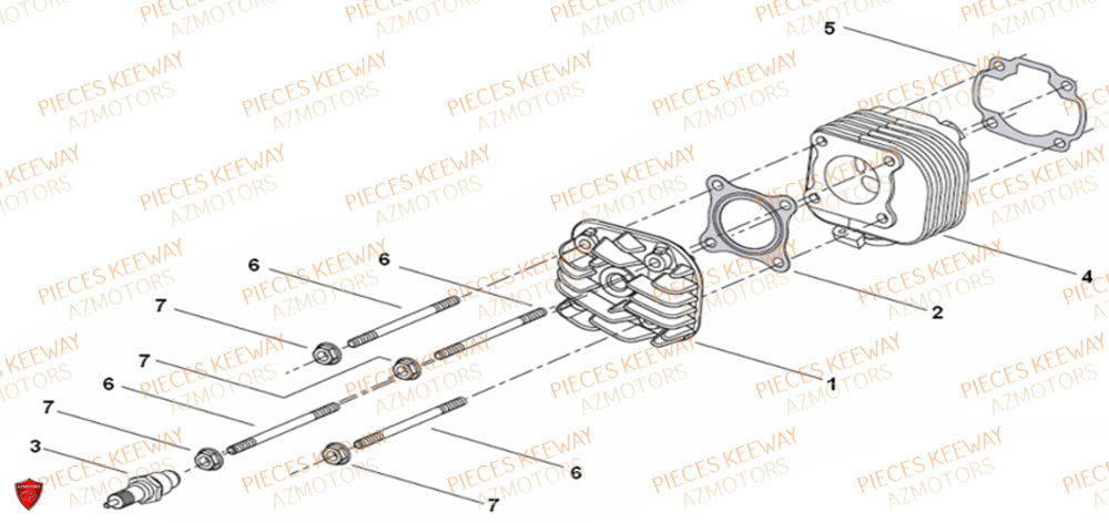 Culasse  Pieces KEEWAY Origine RY6 50 2011-2016
