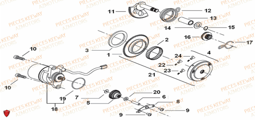 Demarreur  Pieces KEEWAY Origine RY6 50 2011-2016
