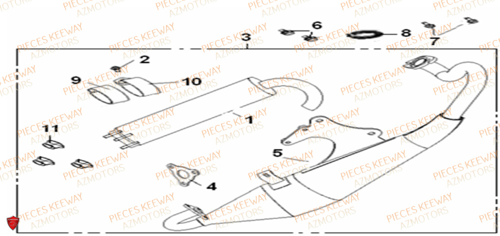 Echappement 2  Pieces KEEWAY Origine RY6 50 2011-2016
