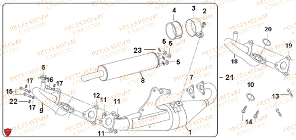 Echappement  Pieces KEEWAY Origine RY6 50 2011-2016
