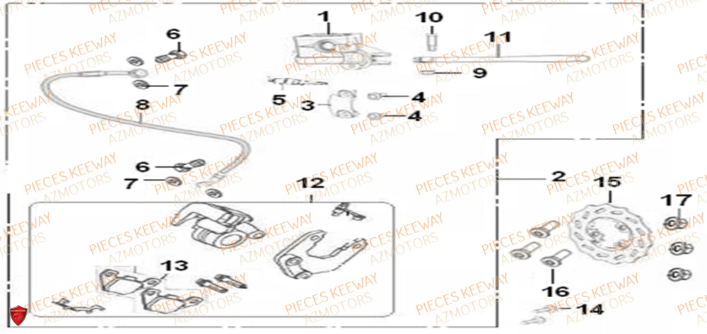 Frein Avant  Pieces KEEWAY Origine RY6 50 2011-2016
