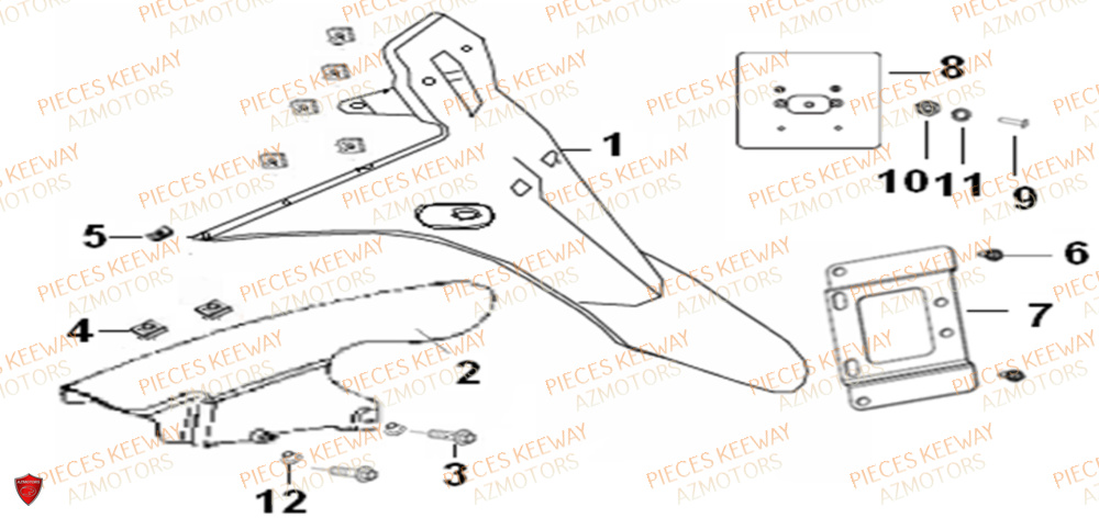 Garde Boue Arriere  Pieces KEEWAY Origine RY6 50 2011-2016
