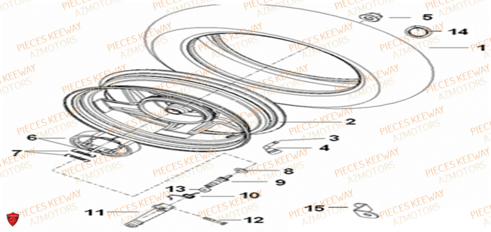 Roue Arriere  Pieces KEEWAY Origine RY6 50 2011-2016
