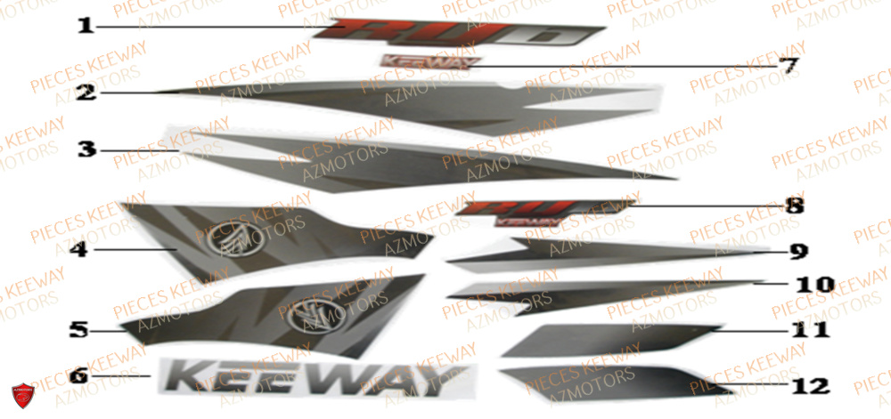 Sticker 2009 Gris  Pieces KEEWAY Origine RY6 50 2011-2016
