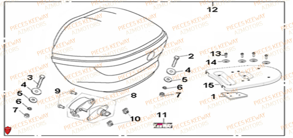 Top Case  Pieces KEEWAY Origine RY6 50 2011-2016
