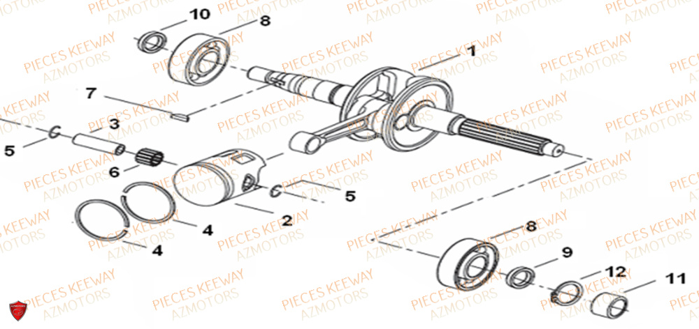 Vilebrequin  Pieces KEEWAY Origine RY6 50 2011-2016
