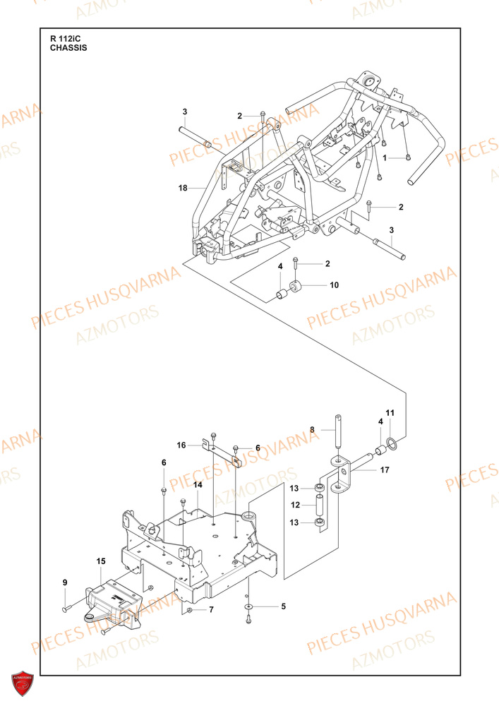Arriere Du Chassis HUSQVARNA PIECES TONDEUSE AUTOPORTEE R 112iC HUSQVARNA