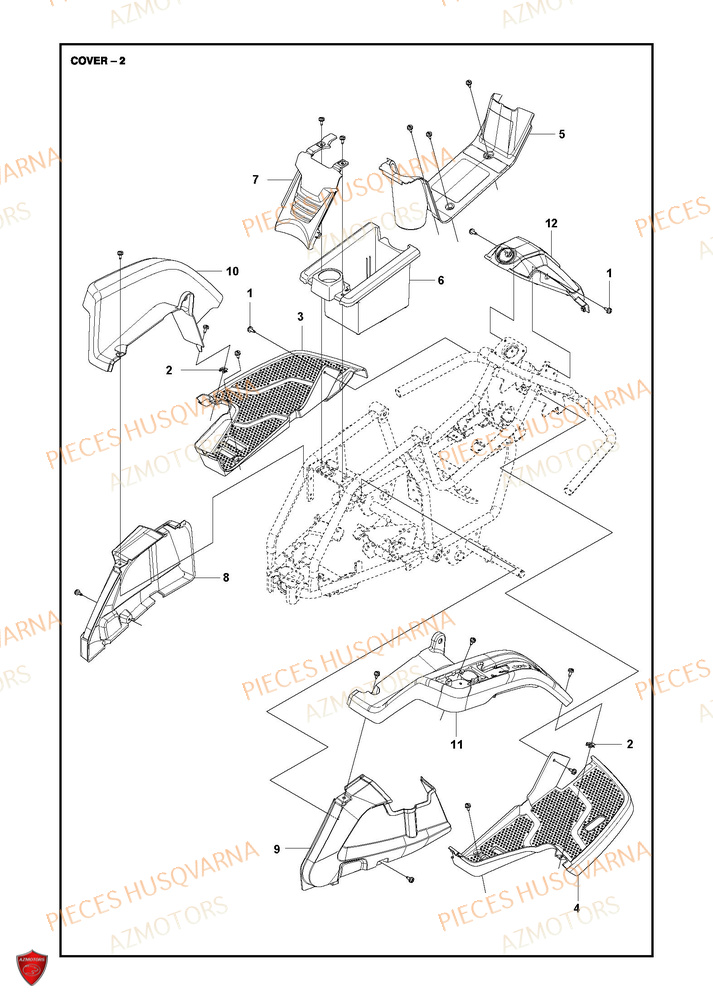 Couvercle 2 HUSQVARNA PIECES TONDEUSE AUTOPORTEE R 112iC HUSQVARNA