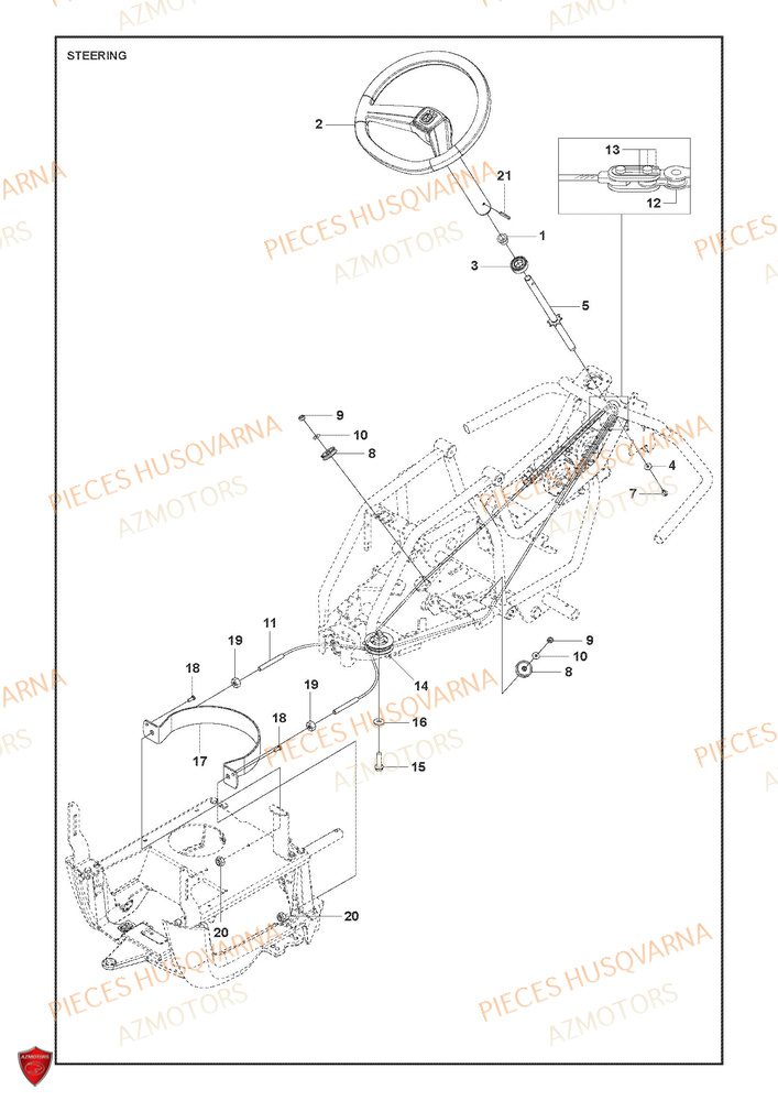 Direction HUSQVARNA PIECES TONDEUSE AUTOPORTEE R 112iC HUSQVARNA