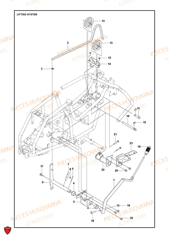 Levage De Tondeuse  Et De Carter HUSQVARNA PIECES TONDEUSE AUTOPORTEE R 112iC HUSQVARNA