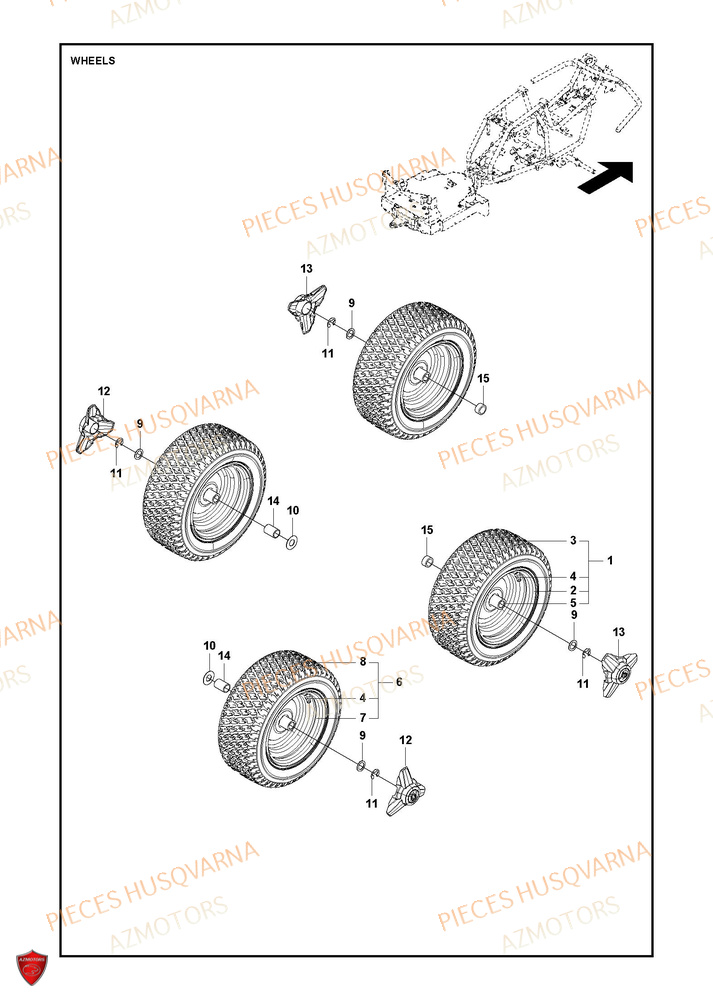 Roues Et Pneus HUSQVARNA PIECES TONDEUSE AUTOPORTEE R 112iC HUSQVARNA