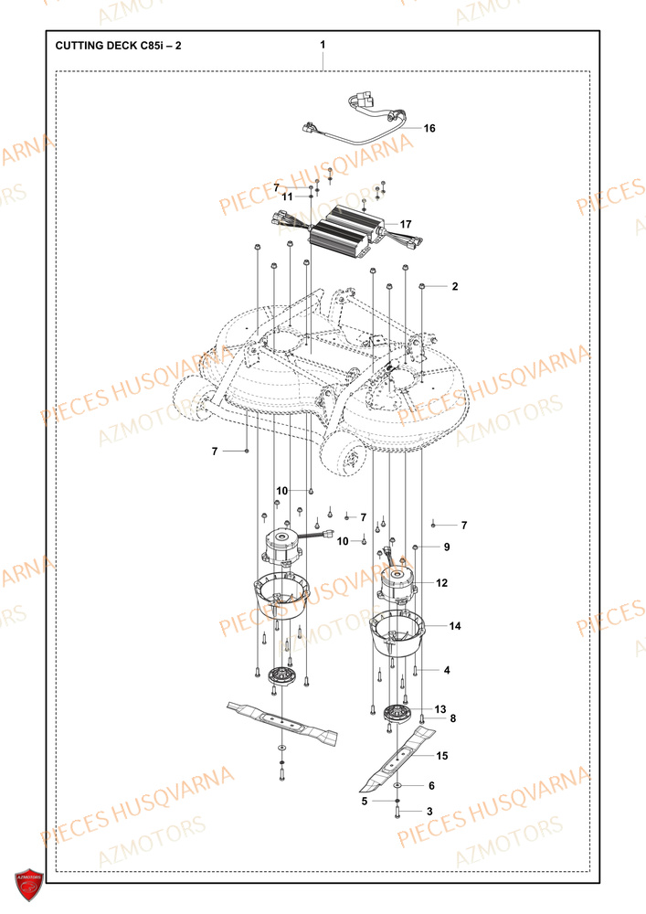 Unite De Coupe De 85 Cm 2 HUSQVARNA PIECES TONDEUSE AUTOPORTEE R 112iC HUSQVARNA