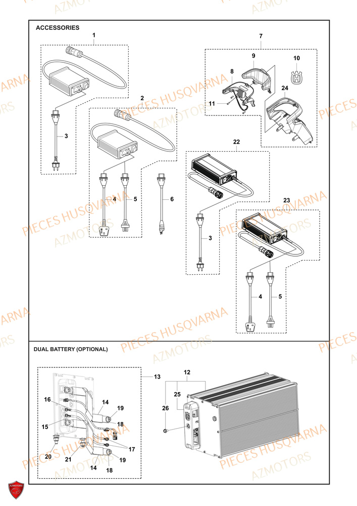 Accessoires 2 HUSQVARNA PIECES TONDEUSE AUTOPORTEE R 200iX RIDER HUSQVARNA