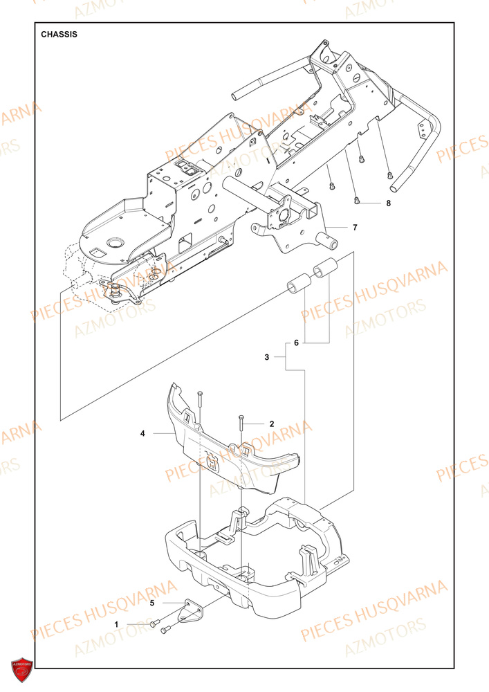 Chassis HUSQVARNA PIECES TONDEUSE AUTOPORTEE R 200iX RIDER HUSQVARNA