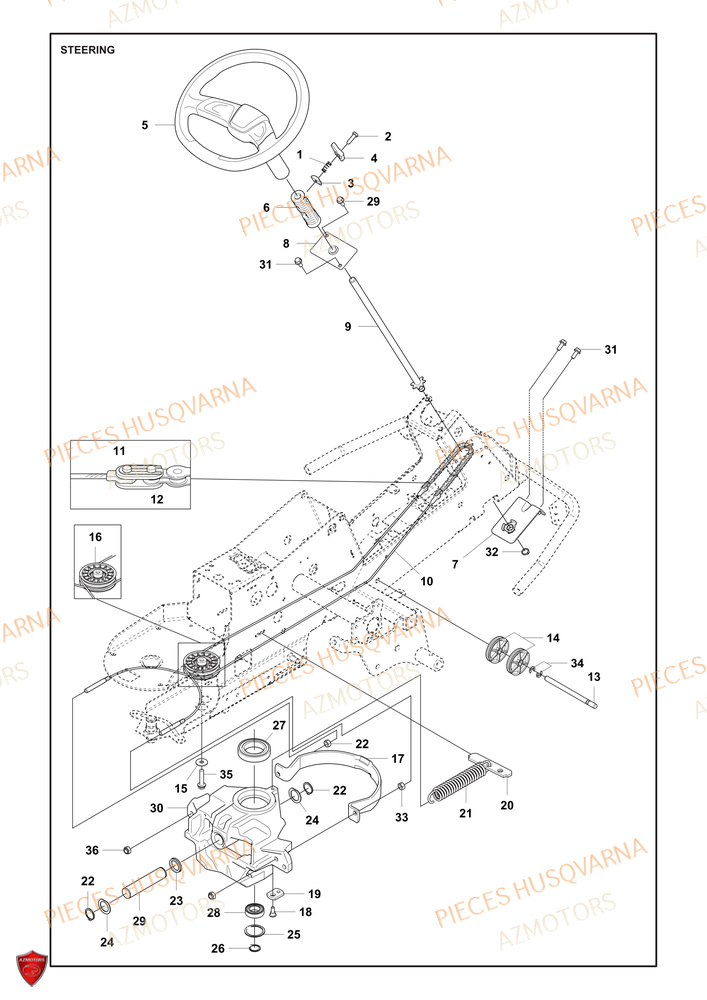 Direction HUSQVARNA PIECES TONDEUSE AUTOPORTEE R 200iX RIDER HUSQVARNA