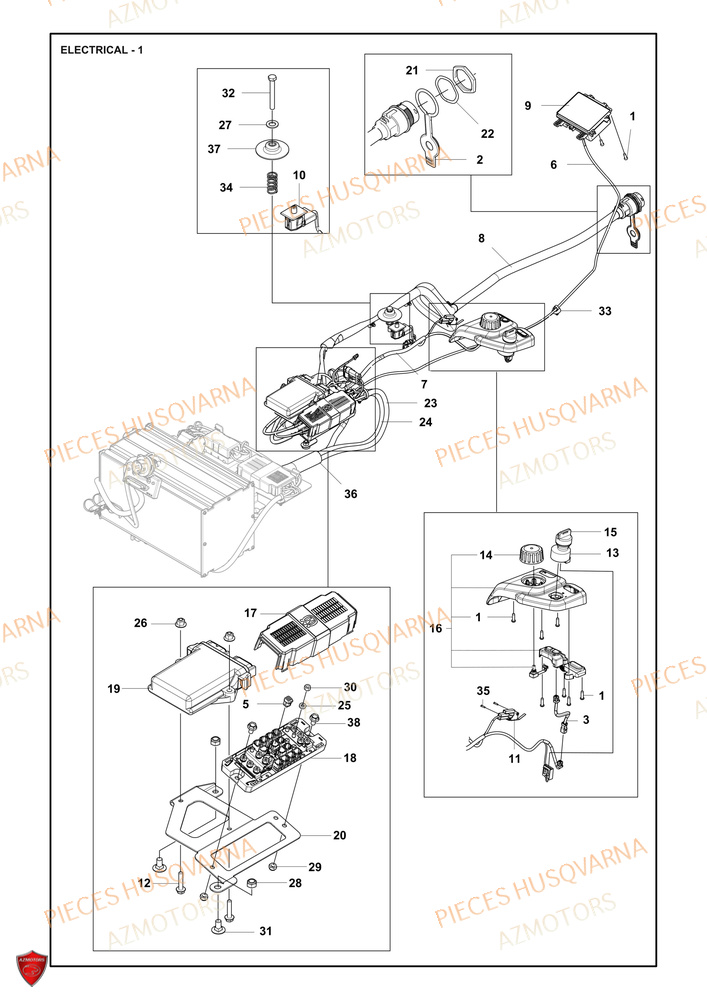 Electrique 1 HUSQVARNA PIECES TONDEUSE AUTOPORTEE R 200iX RIDER HUSQVARNA