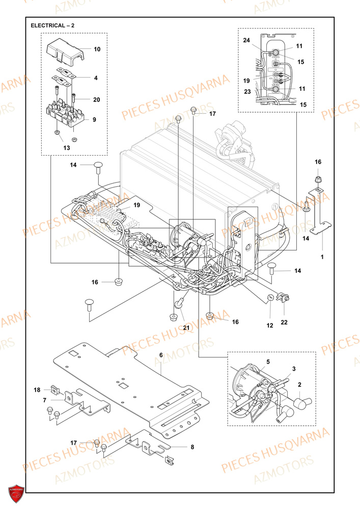 Electrique 2 HUSQVARNA PIECES TONDEUSE AUTOPORTEE R 200iX RIDER HUSQVARNA