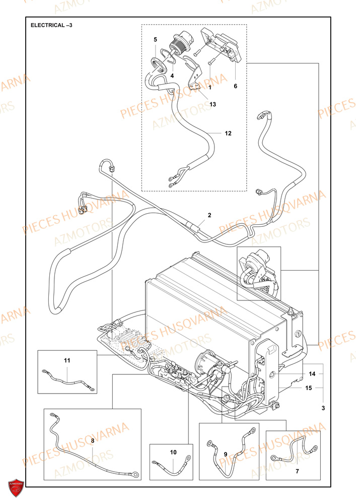 Electrique 3 HUSQVARNA PIECES TONDEUSE AUTOPORTEE R 200iX RIDER HUSQVARNA