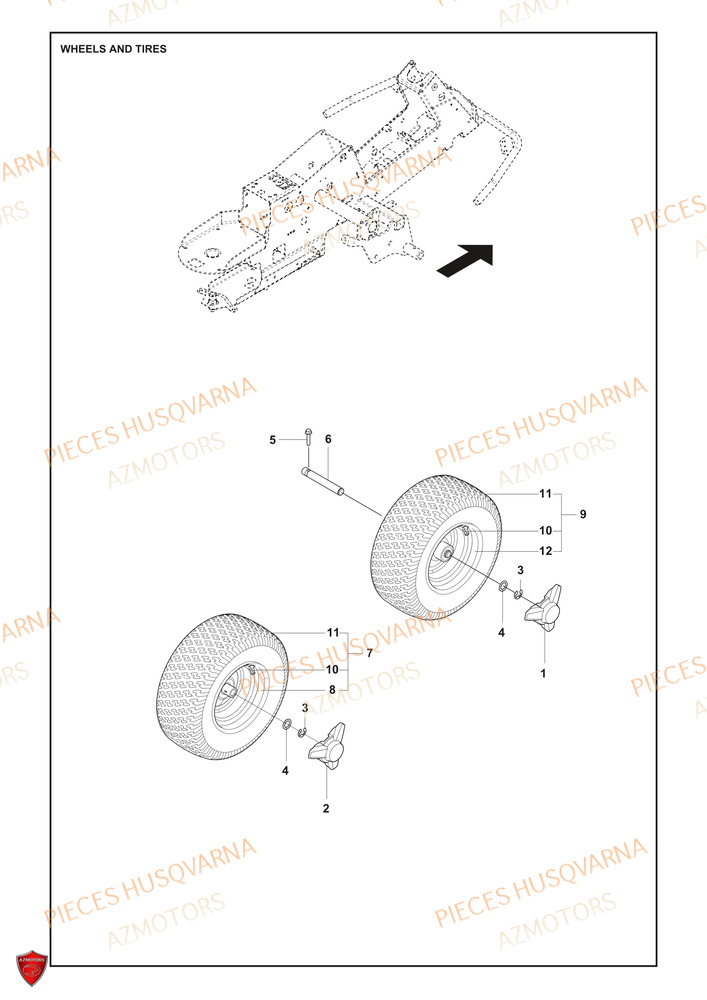 Roues Et Pneus HUSQVARNA PIECES TONDEUSE AUTOPORTEE R 200iX RIDER HUSQVARNA