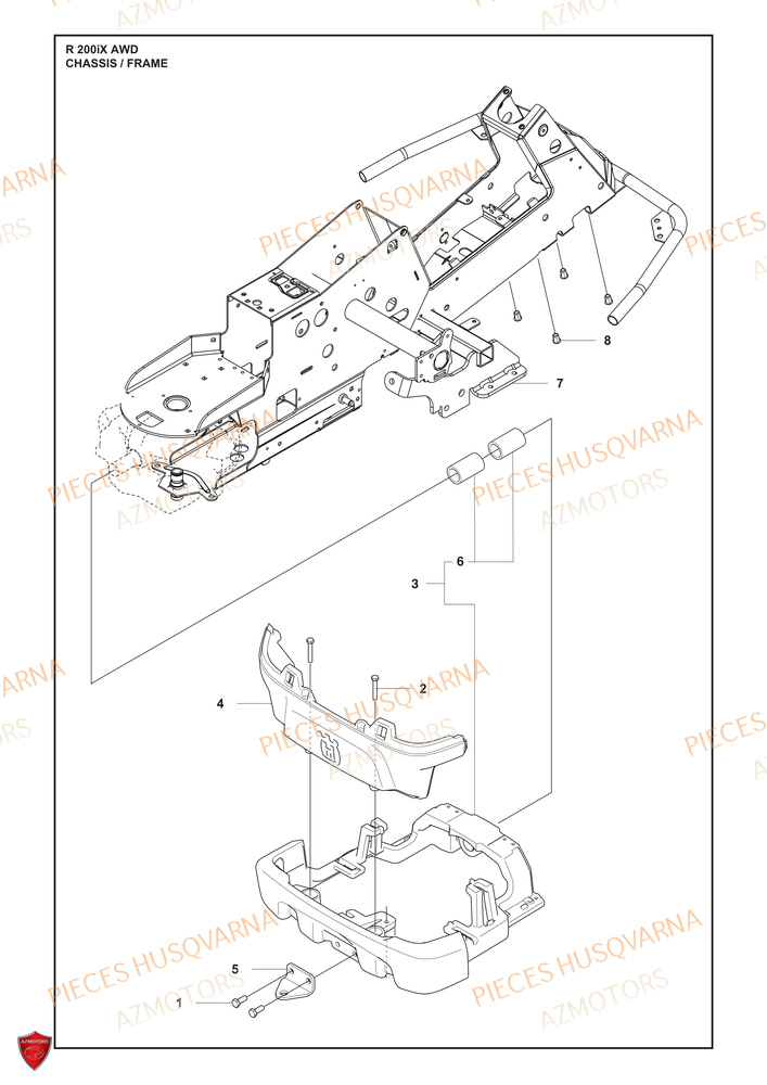 Chassis HUSQVARNA PIECES TONDEUSE AUTOPORTEE R 200iX AWD HUSQVARNA