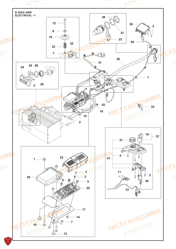 Electrique  1 HUSQVARNA PIECES TONDEUSE AUTOPORTEE R 200iX AWD HUSQVARNA