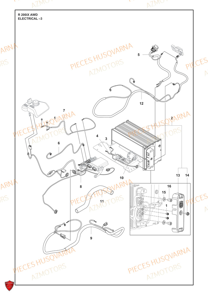 Electrique  3 HUSQVARNA PIECES TONDEUSE AUTOPORTEE R 200iX AWD HUSQVARNA