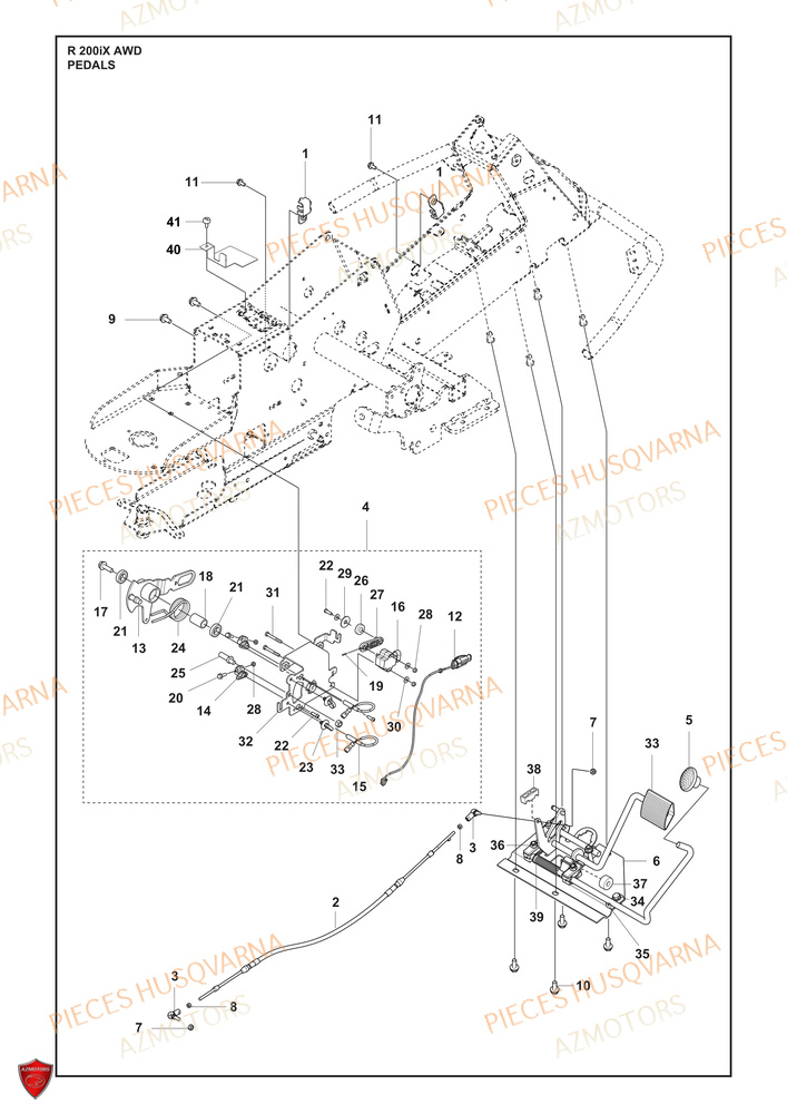 Pedales HUSQVARNA PIECES TONDEUSE AUTOPORTEE R 200iX AWD HUSQVARNA