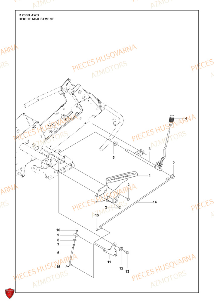Reglage De La Hauteur HUSQVARNA PIECES TONDEUSE AUTOPORTEE R 200iX AWD HUSQVARNA