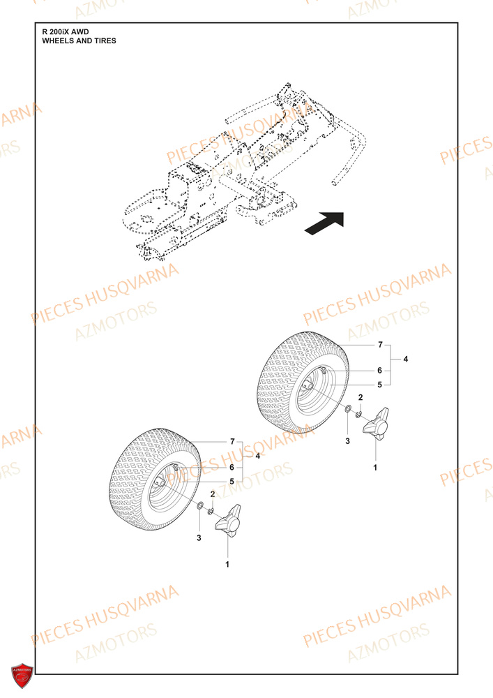 Roues Et Pneus HUSQVARNA PIECES TONDEUSE AUTOPORTEE R 200iX AWD HUSQVARNA
