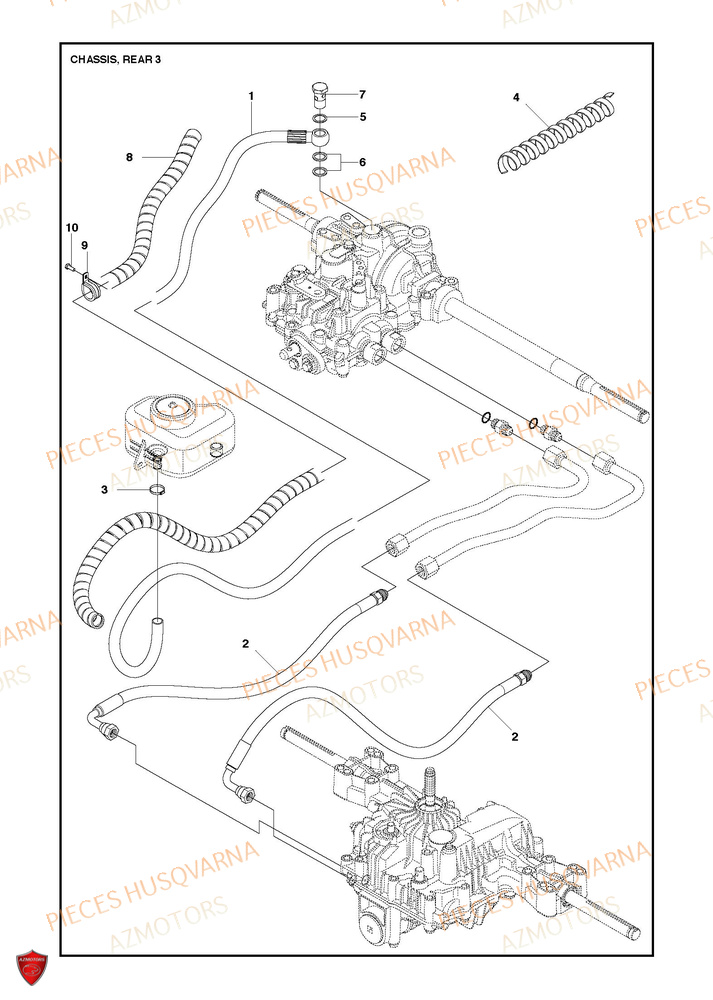 Arriere Du Chassis 3 HUSQVARNA PIECES TONDEUSE AUTOPORTEE R 216T AWD RIDER HUSQVARNA