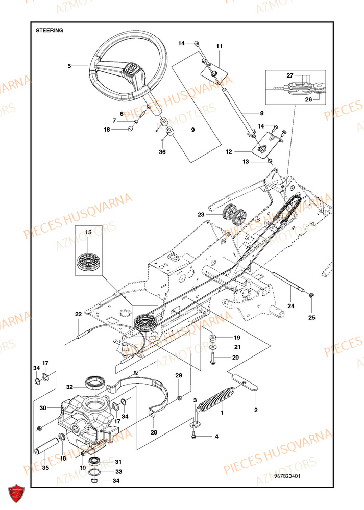 Direction 2 HUSQVARNA PIECES TONDEUSE AUTOPORTEE R 216T AWD RIDER HUSQVARNA