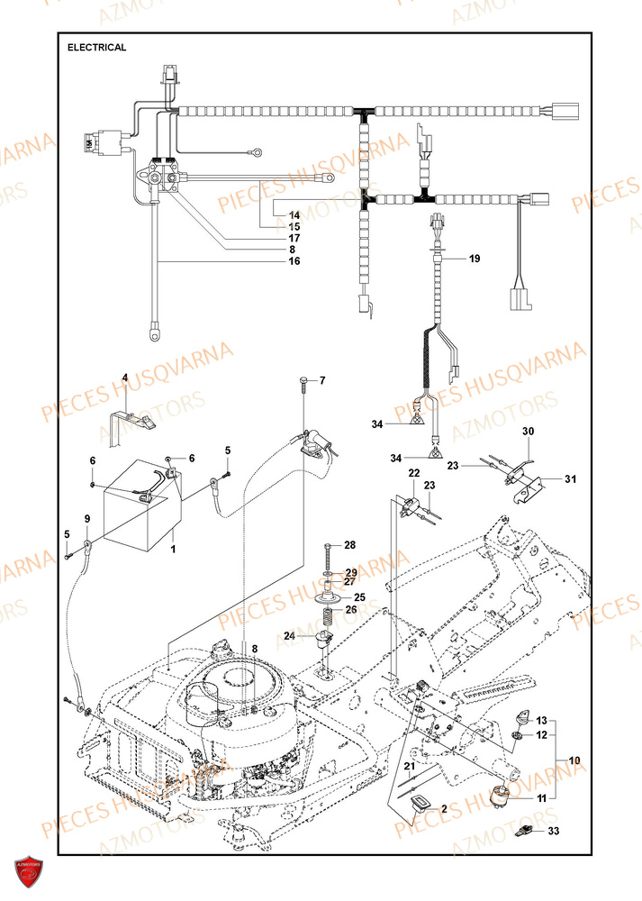 Electrique HUSQVARNA PIECES TONDEUSE AUTOPORTEE R 216T AWD RIDER HUSQVARNA