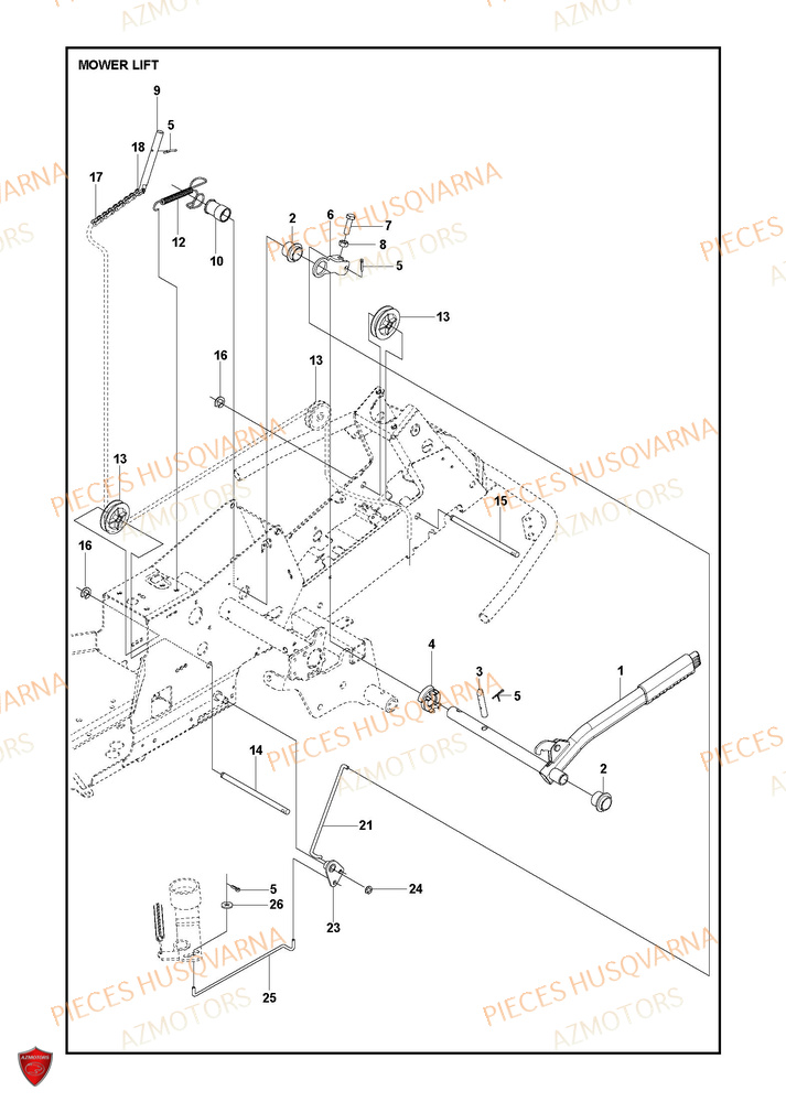 Levage De Tondeuse Et De Carter HUSQVARNA PIECES TONDEUSE AUTOPORTEE R 216T AWD RIDER HUSQVARNA