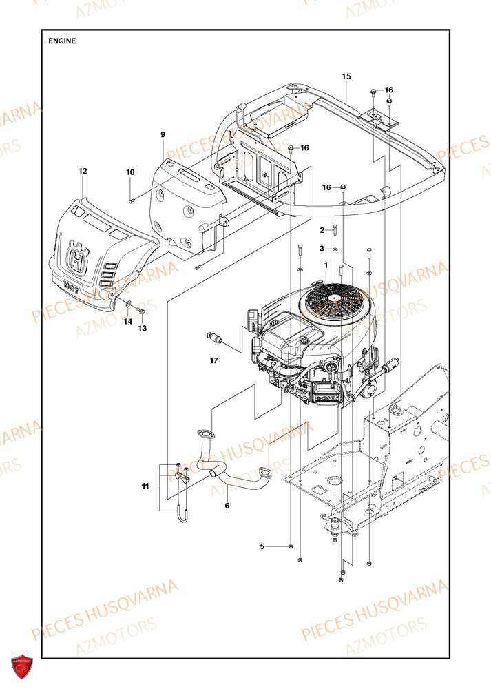 Moteur HUSQVARNA PIECES TONDEUSE AUTOPORTEE R 216T AWD RIDER HUSQVARNA