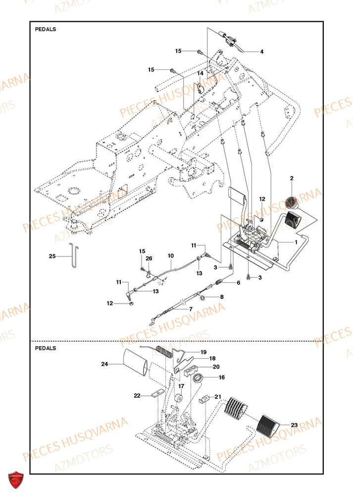 Pedales HUSQVARNA PIECES TONDEUSE AUTOPORTEE R 216T AWD RIDER HUSQVARNA