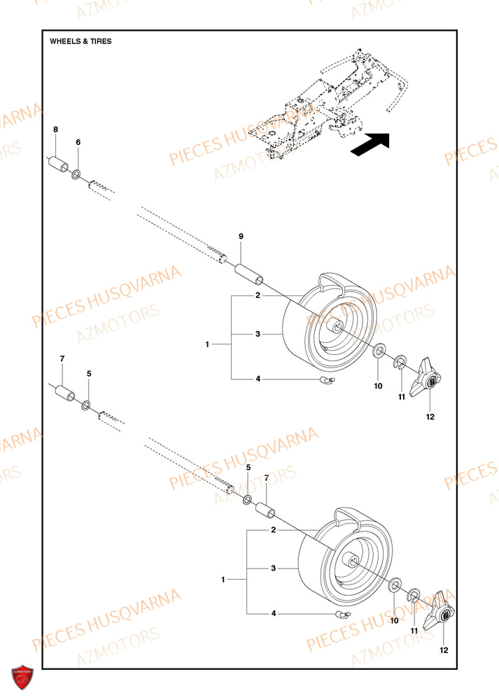Roues Et Pneus HUSQVARNA PIECES TONDEUSE AUTOPORTEE R 216T AWD RIDER HUSQVARNA