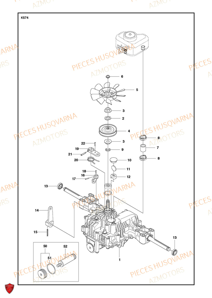 Transmission 1 HUSQVARNA PIECES TONDEUSE AUTOPORTEE R 216T AWD RIDER HUSQVARNA