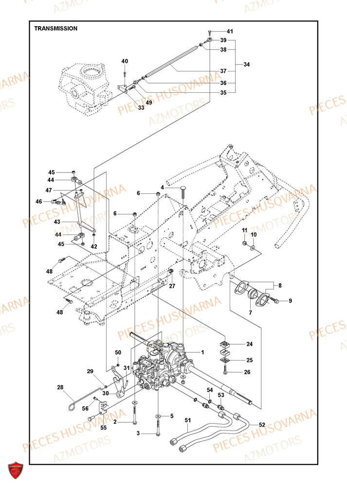 Transmission 2 HUSQVARNA PIECES TONDEUSE AUTOPORTEE R 216T AWD RIDER HUSQVARNA