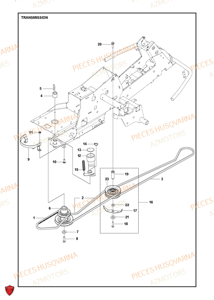 Transmission 3 HUSQVARNA PIECES TONDEUSE AUTOPORTEE R 216T AWD RIDER HUSQVARNA