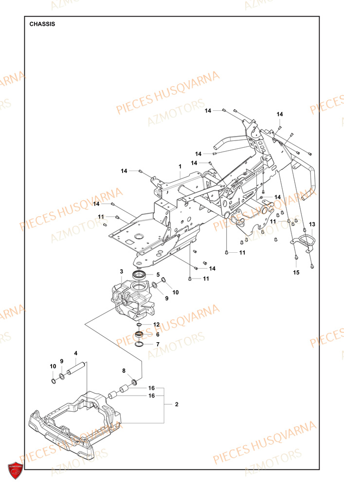 Chassis AZMOTORS PIECES TONDEUSE AUTOPORTEE R 418TSX AWD HUSQVARNA