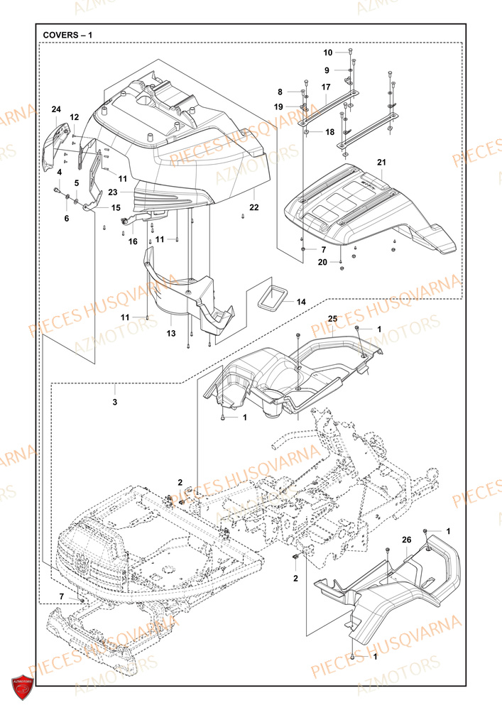 Couvercle 1 AZMOTORS PIECES TONDEUSE AUTOPORTEE R 418TSX AWD HUSQVARNA