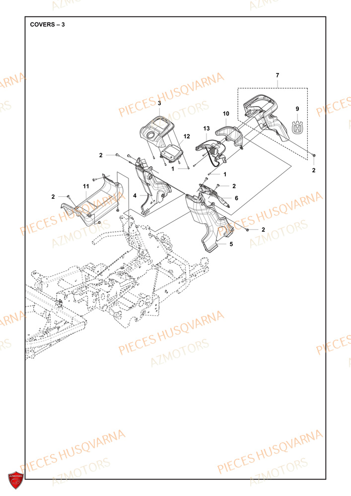 Couvercle 3 AZMOTORS PIECES TONDEUSE AUTOPORTEE R 418TSX AWD HUSQVARNA