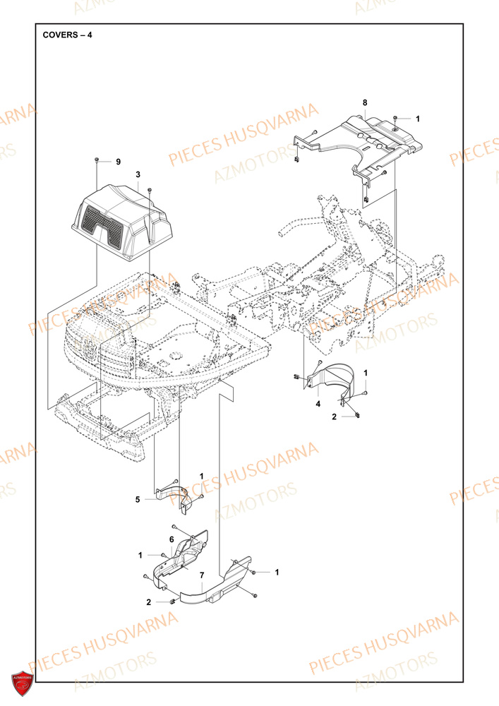 Couvercle 4 AZMOTORS PIECES TONDEUSE AUTOPORTEE R 418TSX AWD HUSQVARNA