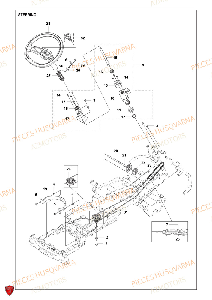 Direction AZMOTORS PIECES TONDEUSE AUTOPORTEE R 418TSX AWD HUSQVARNA