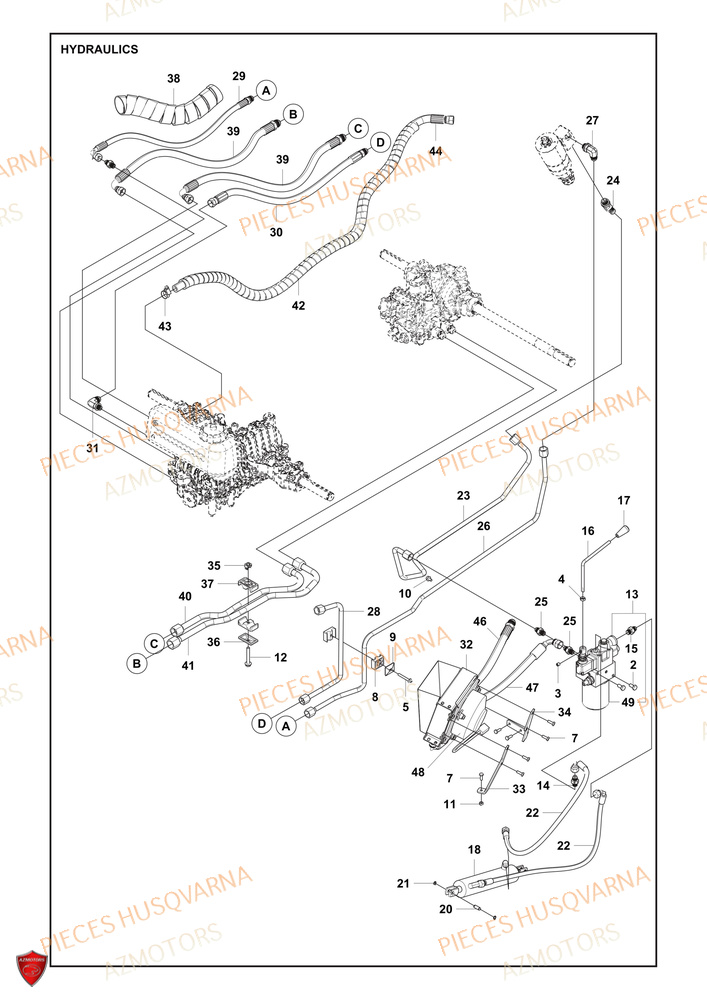 Hydraulics AZMOTORS PIECES TONDEUSE AUTOPORTEE R 418TSX AWD HUSQVARNA